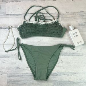 xhilaration sage green crochet swimsuit